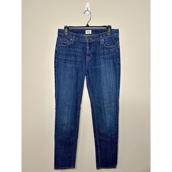 Hudson Jeans Leigh Boyfriend Pant Dark Wash Studded Size 26 EUC!! - Picture 2 of 8